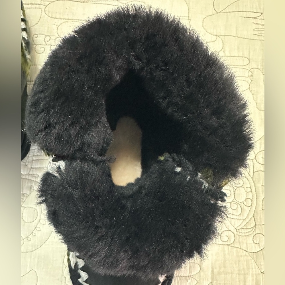 Mou Black Suede Shearling-Trim Moccasin Boots - Picture 11 of 15